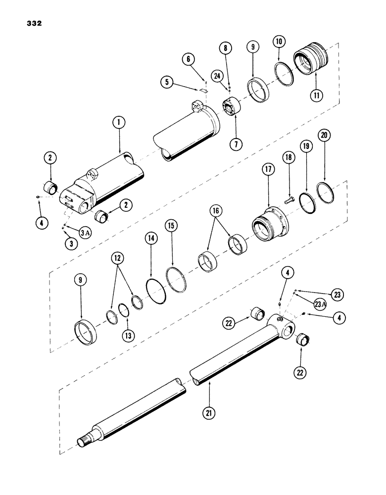 Схема запчастей Case 980B - (332) - TOOL CYLINDER, (5.50" ID X 36.30" STROKE) (07) - HYDRAULIC SYSTEM