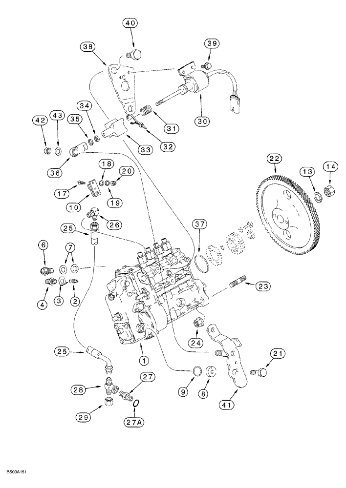 Схема запчастей Case 650G - (3-13A) - FUEL INJECTION PUMP AND DRIVE 4T-390 ENISSIONS CERTIFIED ENGINE CRAWLER P.I.N. JJG0216449 AND AFTER (03) - FUEL SYSTEM