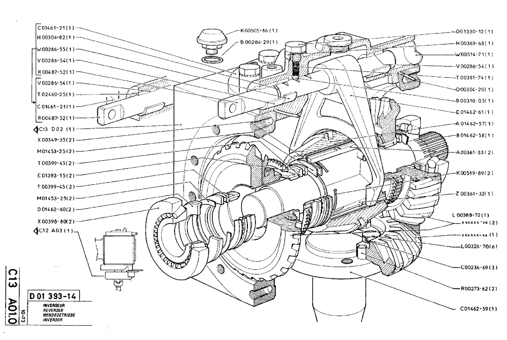 Схема запчастей Case TY45 - (C13 A01.0) - REVERSER (04) - UNDERCARRIAGE