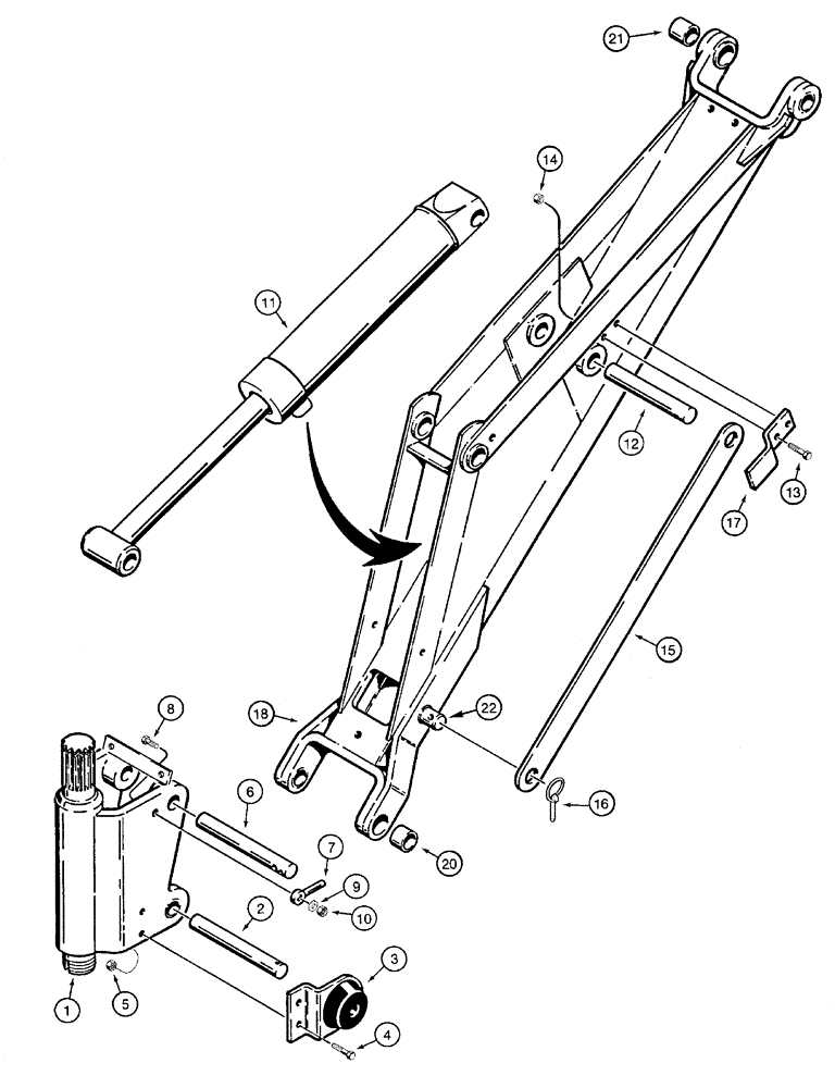 Схема запчастей Case 460 - (9-24) - BACKHOE SWING TOWER AND BOOM, D100 BACKHOE (09) - CHASSIS/ATTACHMENTS