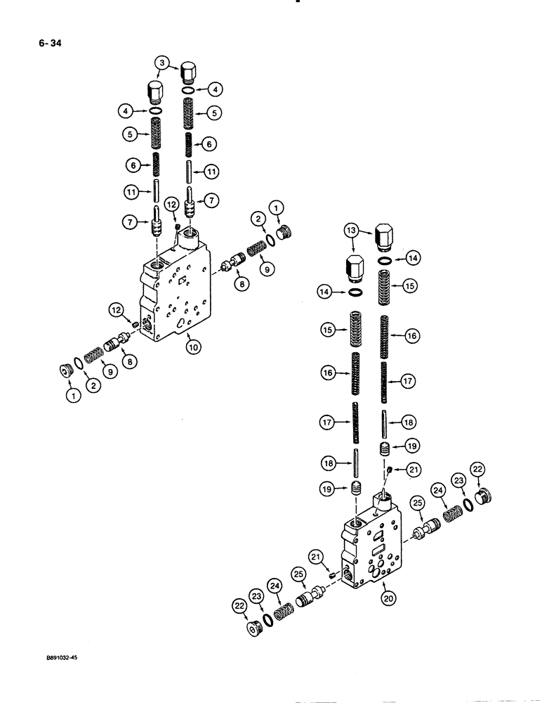 Схема запчастей Case 621 - (6-034) - TRANS. ASSEMBLY, MODULATOR VALVE ASSEMBLY, PRIOR TO P.I.N. JAK0020901 (06) - POWER TRAIN