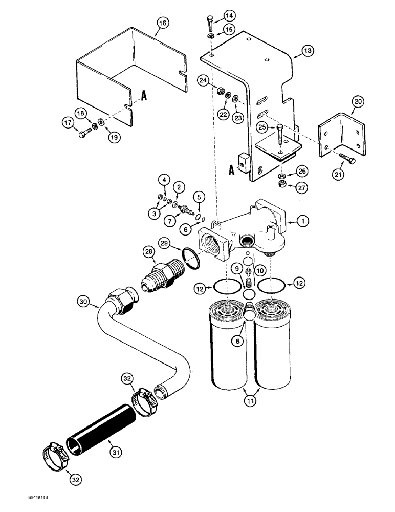 Схема запчастей Case 621B - (8-08) - HYDRAULIC CIRCUIT, OIL FILTER TO HYDRAULIC RESERVOIR (08) - HYDRAULICS