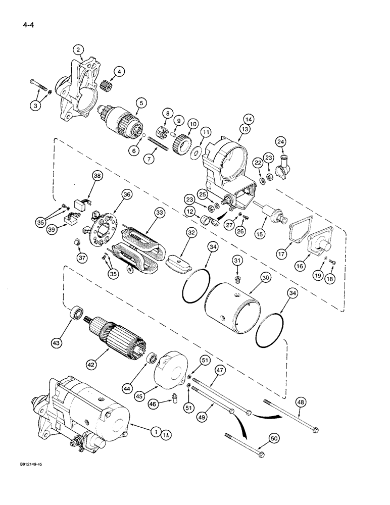 Схема запчастей Case 621 - (4-04) - STARTER (04) - ELECTRICAL SYSTEMS