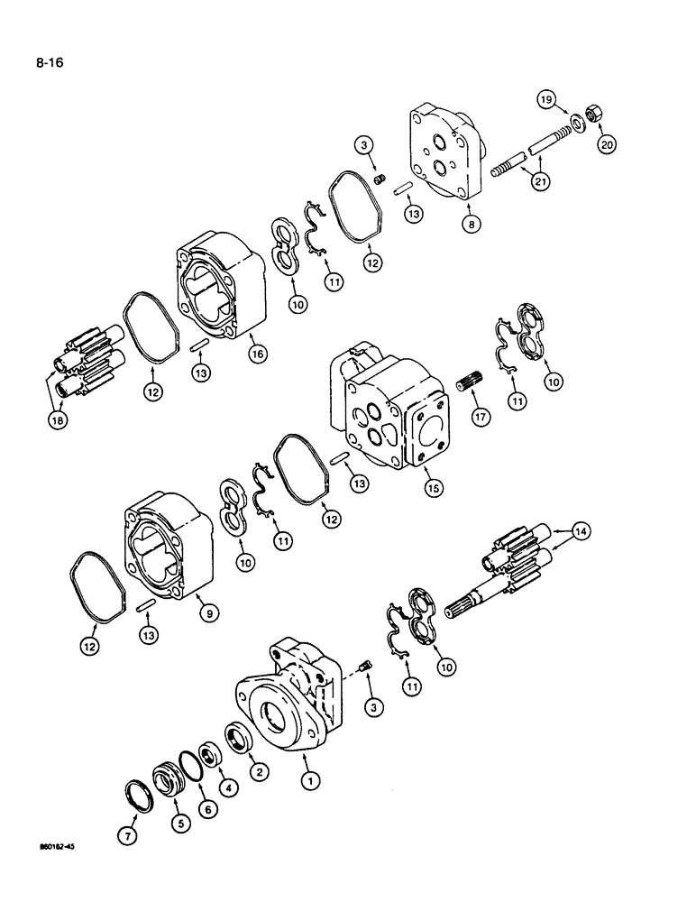 Схема запчастей Case W14B - (8-16) - EQUIPMENT AND STEERING PUMP (08) - HYDRAULICS