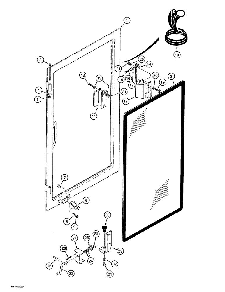 Схема запчастей Case 721B - (9-070) - RIGHT-HAND CAB WINDOW (09) - CHASSIS/ATTACHMENTS