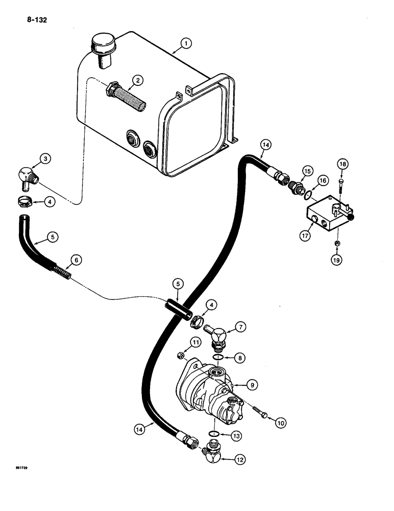 Схема запчастей Case CASE - (8-132) - BASIC HYDRAULIC CIRCUIT, RESERVOIR TO PUMP AND VALVE (08) - HYDRAULICS