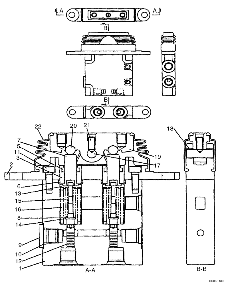 Схема запчастей Case CX225SR - (08-87) - VALVE ASSY, REMOTE CONTROL - DOZER BLADE (08) - HYDRAULICS