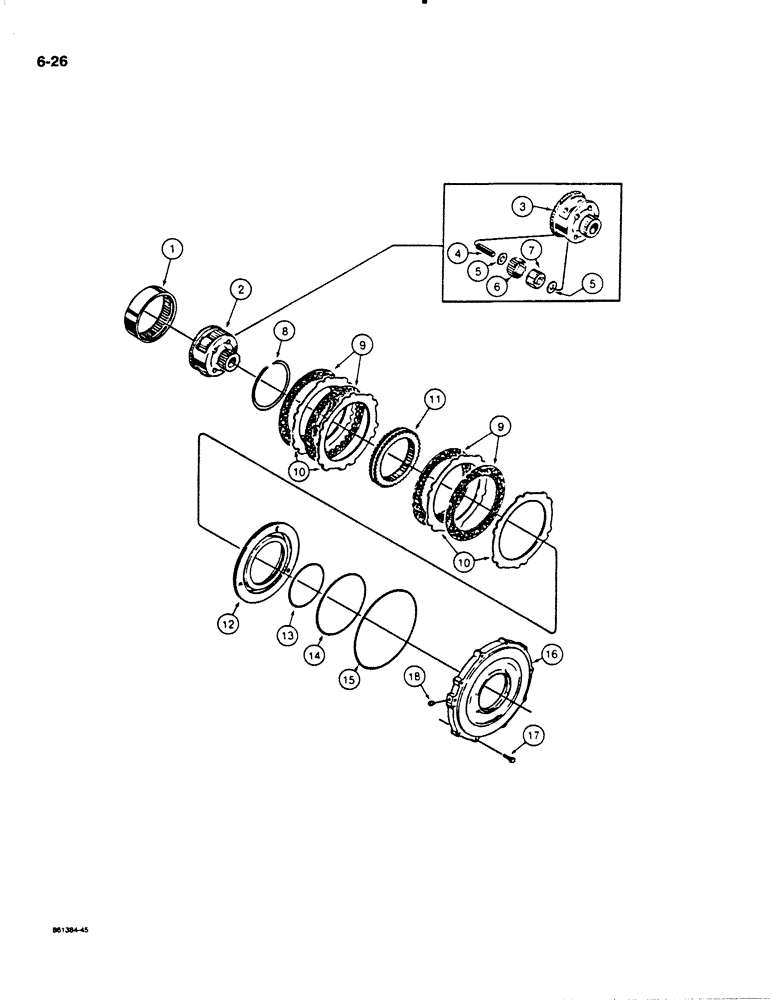 Схема запчастей Case W20C - (6-26) - TRANSMISSION, FORWARD CLUTCH AND PLANETARY (06) - POWER TRAIN