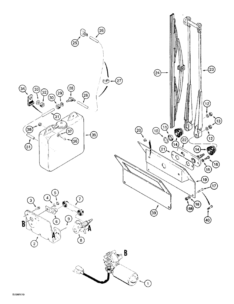 Схема запчастей Case 821B - (4-52) - FRONT WIPER (04) - ELECTRICAL SYSTEMS