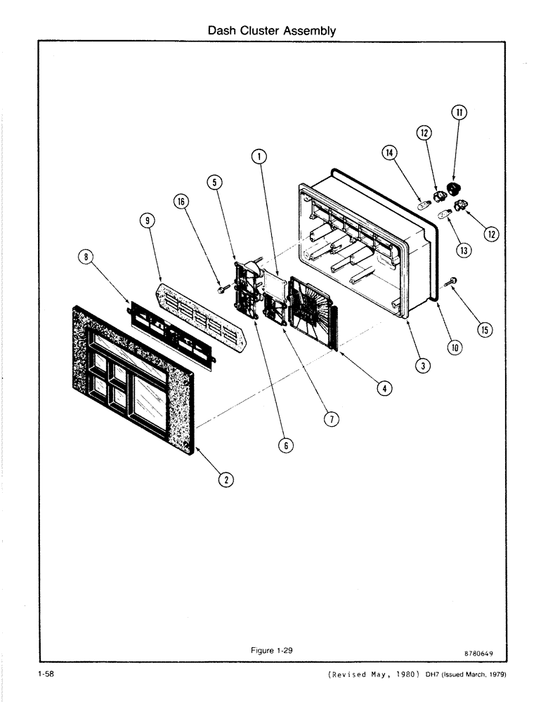 Схема запчастей Case DH7 - (1-58) - DASH CLUSTER ASSEMBLY (55) - ELECTRICAL SYSTEMS