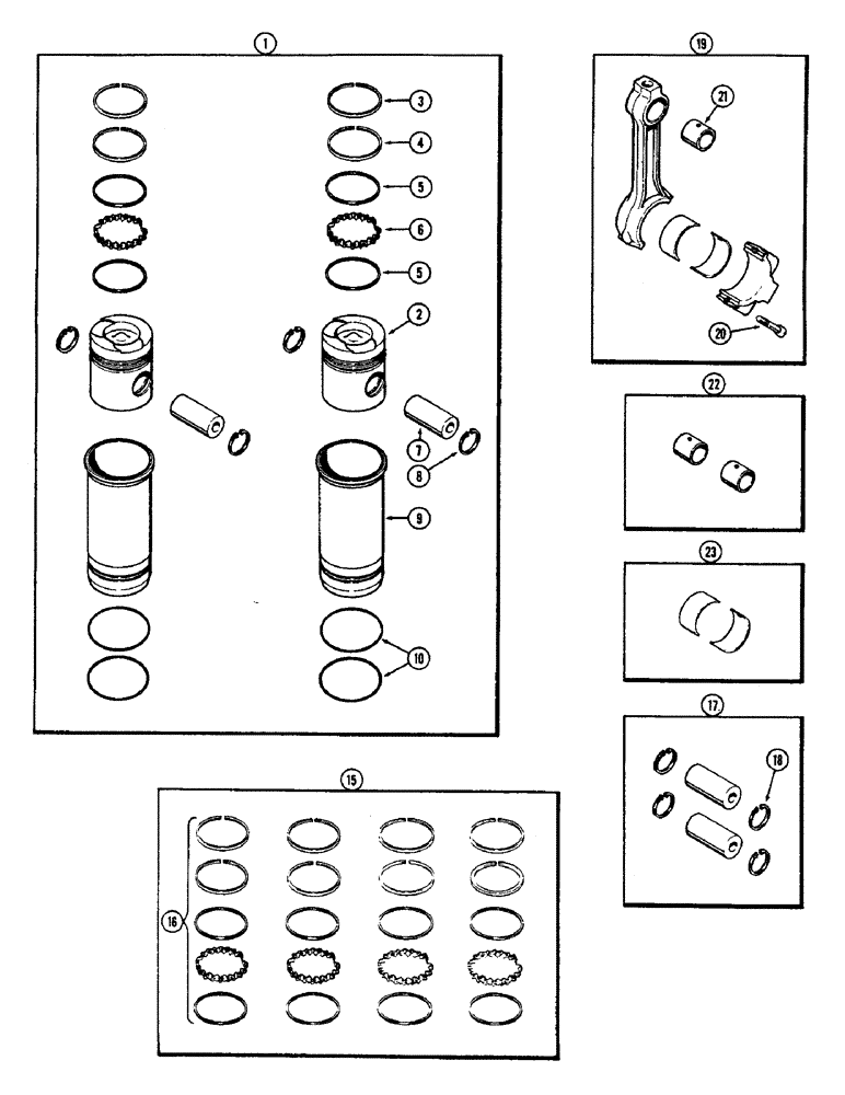 Схема запчастей Case W7E - (020) - PISTON ASSY. & CONNECTING RODS, (301B) DIESEL ENGINE (02) - ENGINE