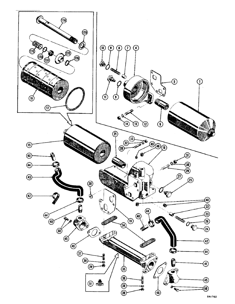 Схема запчастей Case 1000 - (048) - ENGINE LUBE OIL SYSTEM, TYPE II AND III, HORIZONTAL (01) - ENGINE