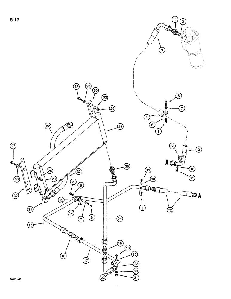 Схема запчастей Case W14B - (5-12) - STEERING HYDRAULIC CIRCUIT, RETURN LINE AND COOLER (05) - STEERING