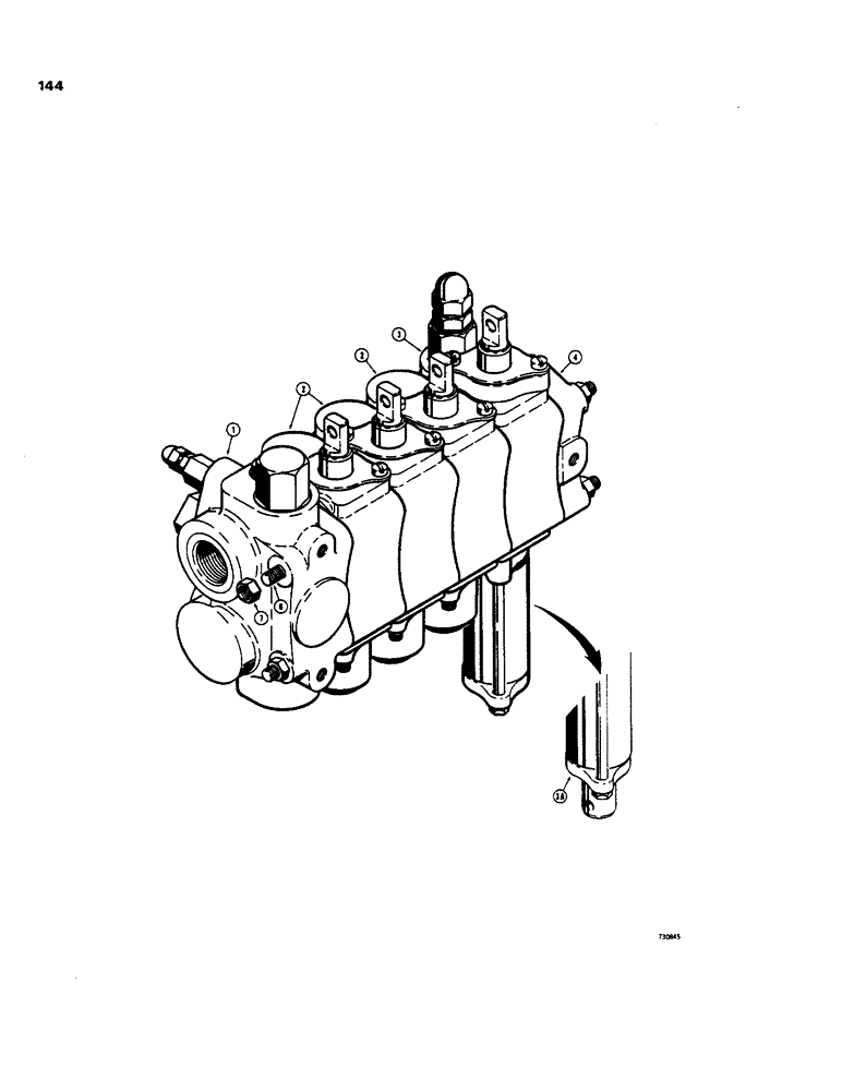 Схема запчастей Case 35 - (144) - 3-POINT HITCH, D52970 AND D57862 CONTROL VALVES - 4 SPOOL 