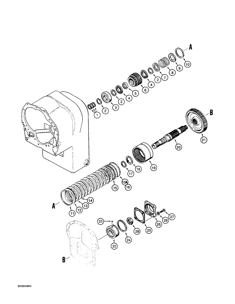 Схема запчастей Case W36 - (6-260) - TRANSMISSION, 4TH CLUTCH SHAFT PARTS, CLARK TRANS. NOS. 13.1HR28421-17 AND -18 (06) - POWER TRAIN