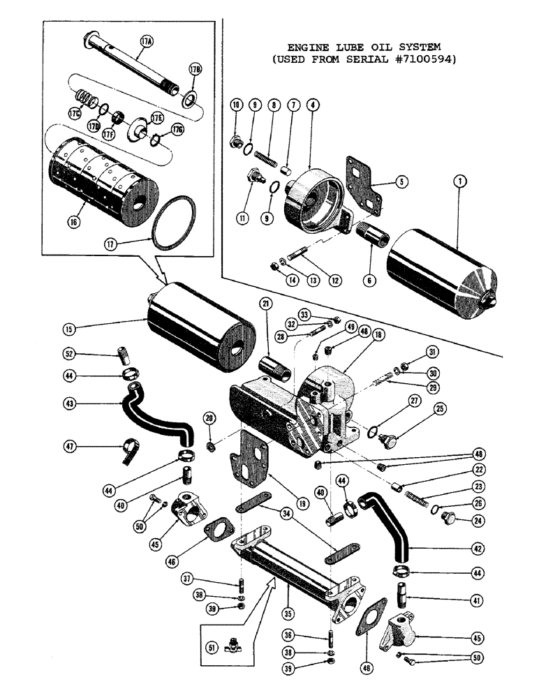 Схема запчастей Case 1000C - (050) - ENGINE LUBE OIL SYSTEM, USED FROM SERIAL NUMBER 7100594 (01) - ENGINE