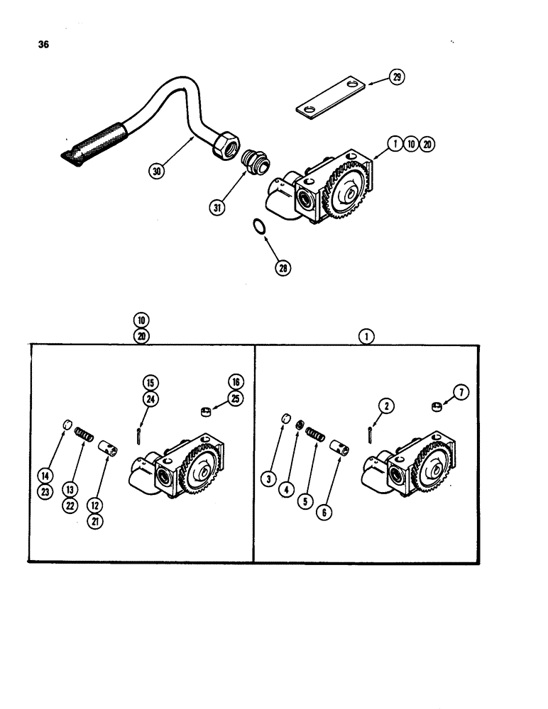Схема запчастей Case W18 - (036) - OIL PUMP, 401BD AND 401BDT DIESEL ENGINE (02) - ENGINE