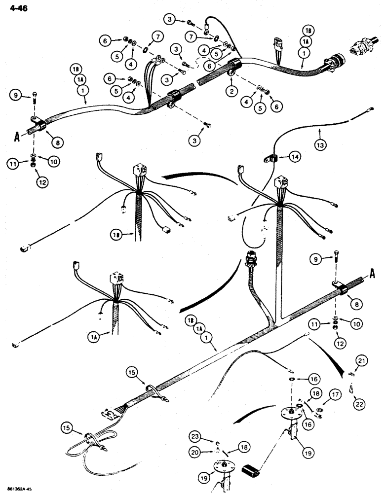 Схема запчастей Case W20C - (4-046) - ELECTRICAL CIRCUIT REAR HARNESS USED ON W20C P.I.N. 9155766 AND AFTER (04) - ELECTRICAL SYSTEMS