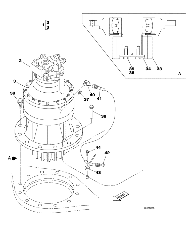 Схема запчастей Case CX460 - (08-71) - MOUNTING - SWING MOTOR (08) - HYDRAULICS