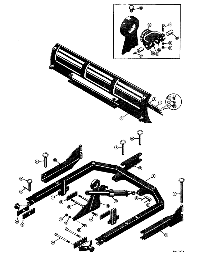 Схема запчастей Case 420B - (128) - MECHANICAL ANGLING DOZER (18) - ATTACHMENT ACCESSORIES