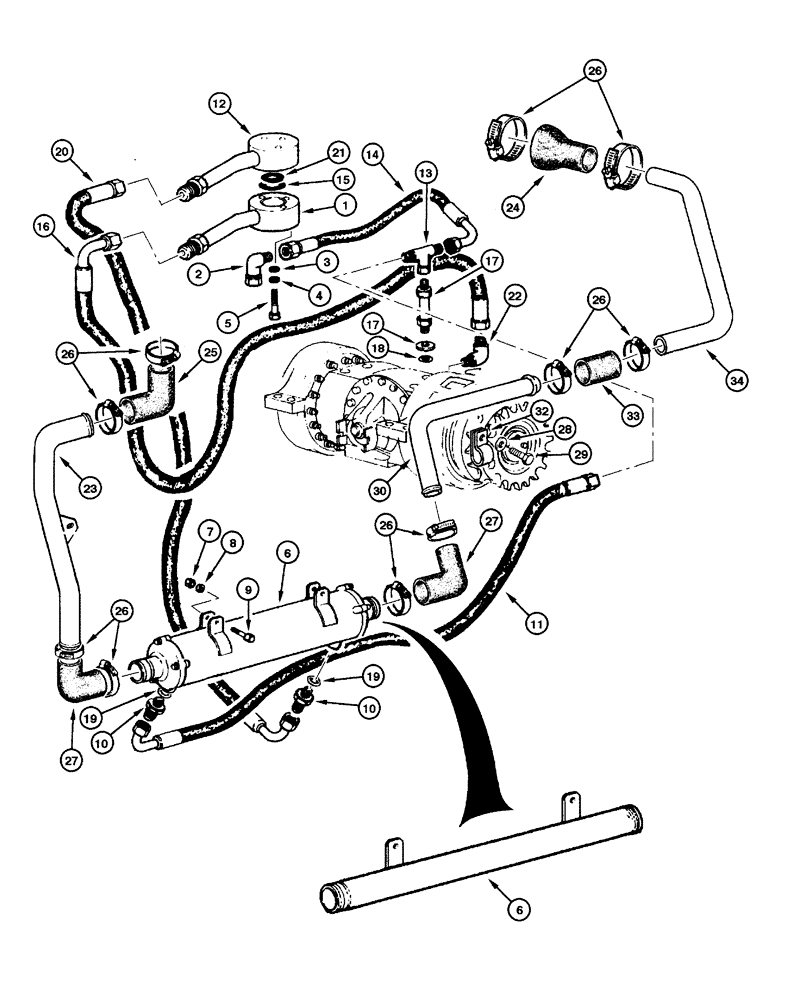 Схема запчастей Case 845 - (06.35[00]) - REAR AXLE CLARK - OIL COOLING (06) - POWER TRAIN