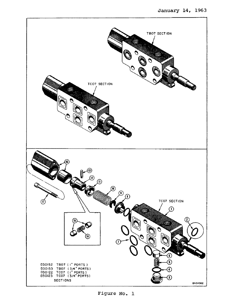 Схема запчастей Case 1000C - (001I) - TB07 AND TC07 VALVE (07) - HYDRAULIC SYSTEM