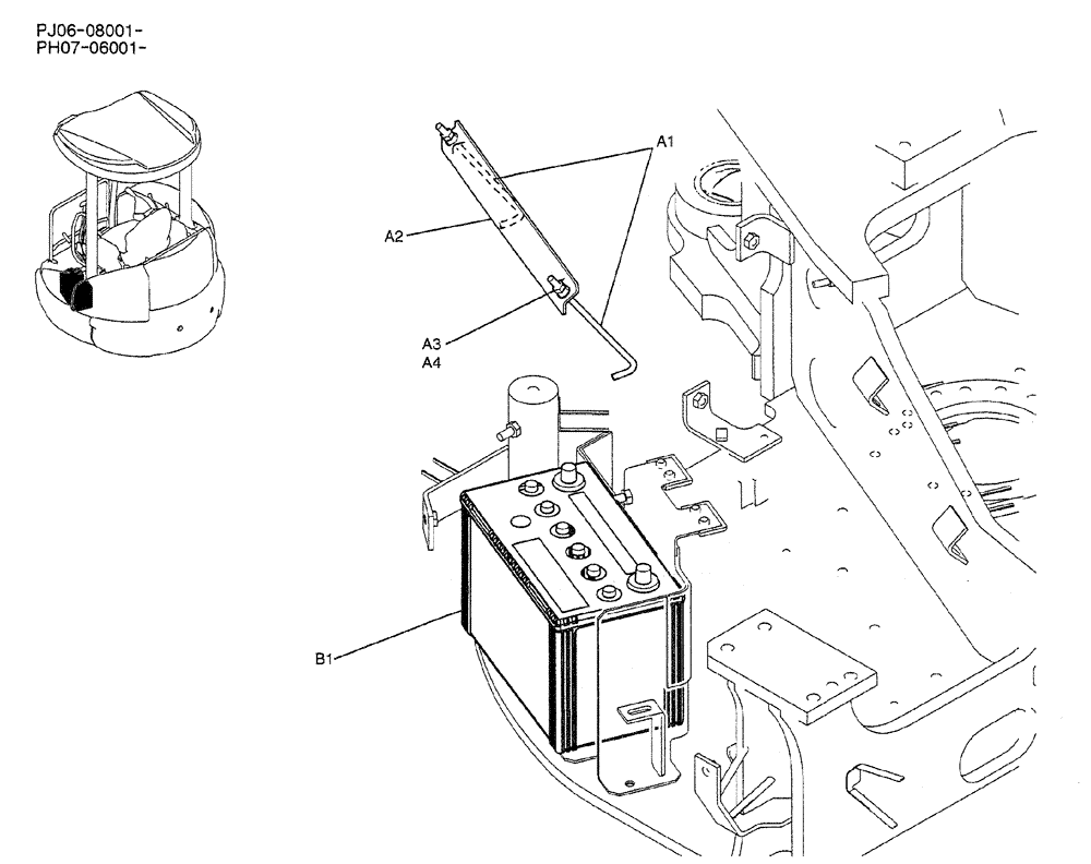 Схема запчастей Case CX50B - (01-077) - BATTERY ASSY (PH72E00010F1 & PH72E00009F1) (05) - SUPERSTRUCTURE