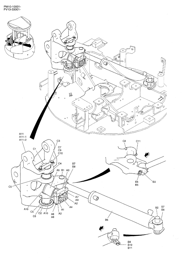 Схема запчастей Case CX27B PV13 - (01-002) - BRACKET ASSEMBLY, SWING (NIBBLER & BREAKER) (05) - SUPERSTRUCTURE