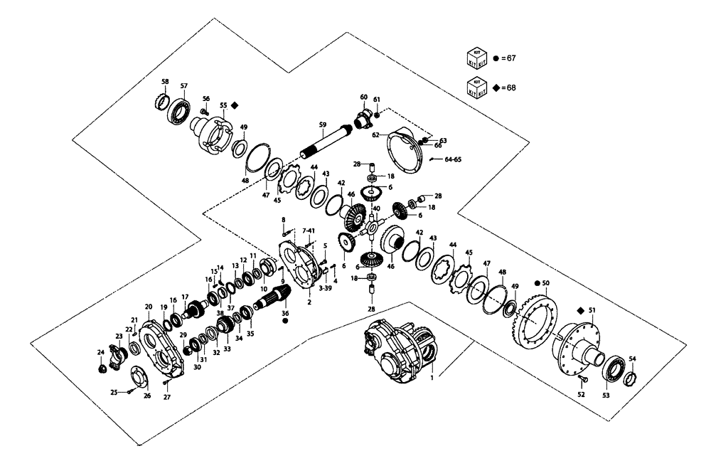 Схема запчастей Case 330B - (32A00000646[001]) - DIFFERENTIAL, INTERMEDIATE AXLE (8900134284) (11) - AXLES/WHEELS