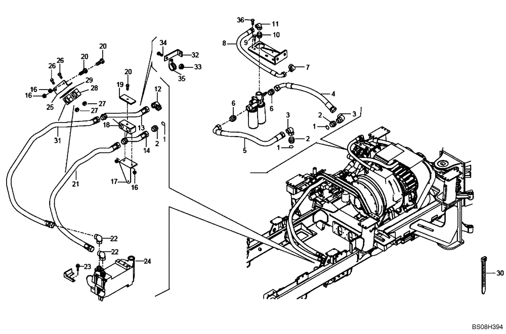 Схема запчастей Case 327B - (05A00000570[001]) - GEARBOX COOLER CIRCUIT / FILTER (87557132) (01) - ENGINE