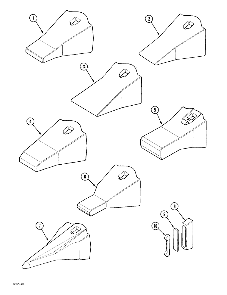 Схема запчастей Case 170C - (9-066) - BUCKET TEETH, WITH THREE-PIECE TOOTH RETAINING CONFIGURATION (09) - CHASSIS