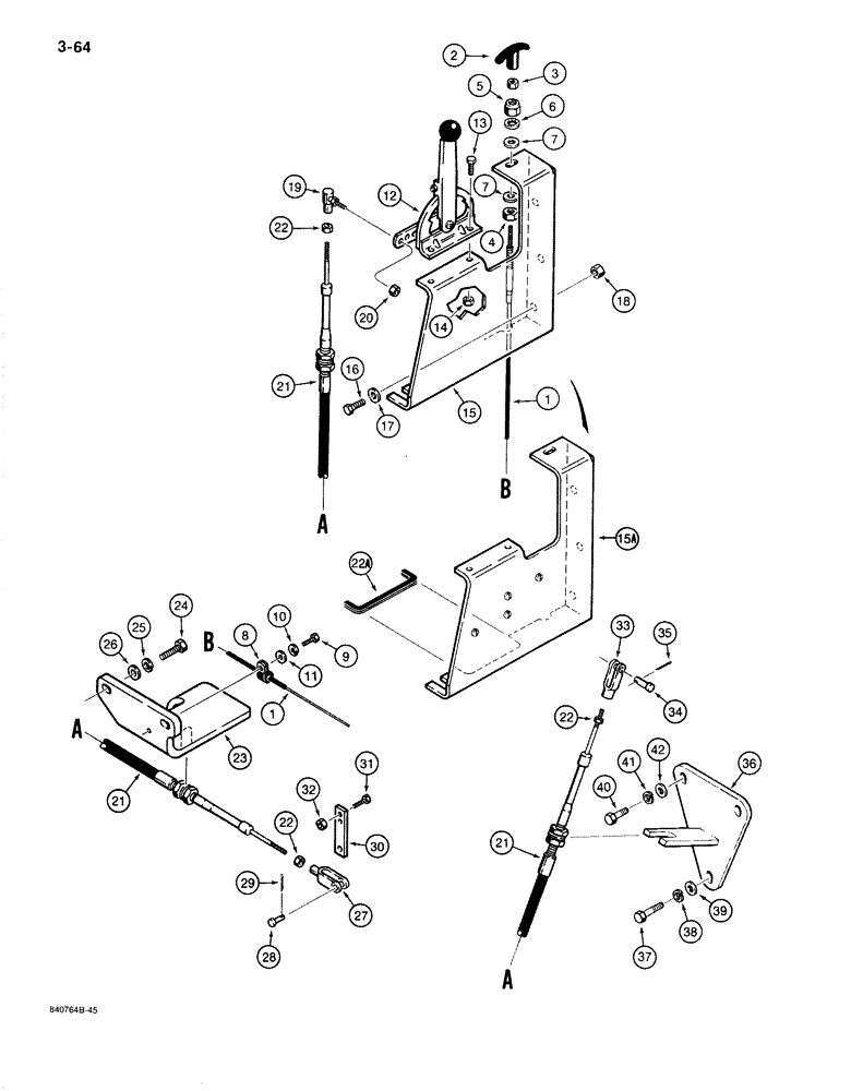 Схема запчастей Case 1187B - (3-64) - THROTTLE AND FUEL SHUTOFF CONTROLS (03) - FUEL SYSTEM