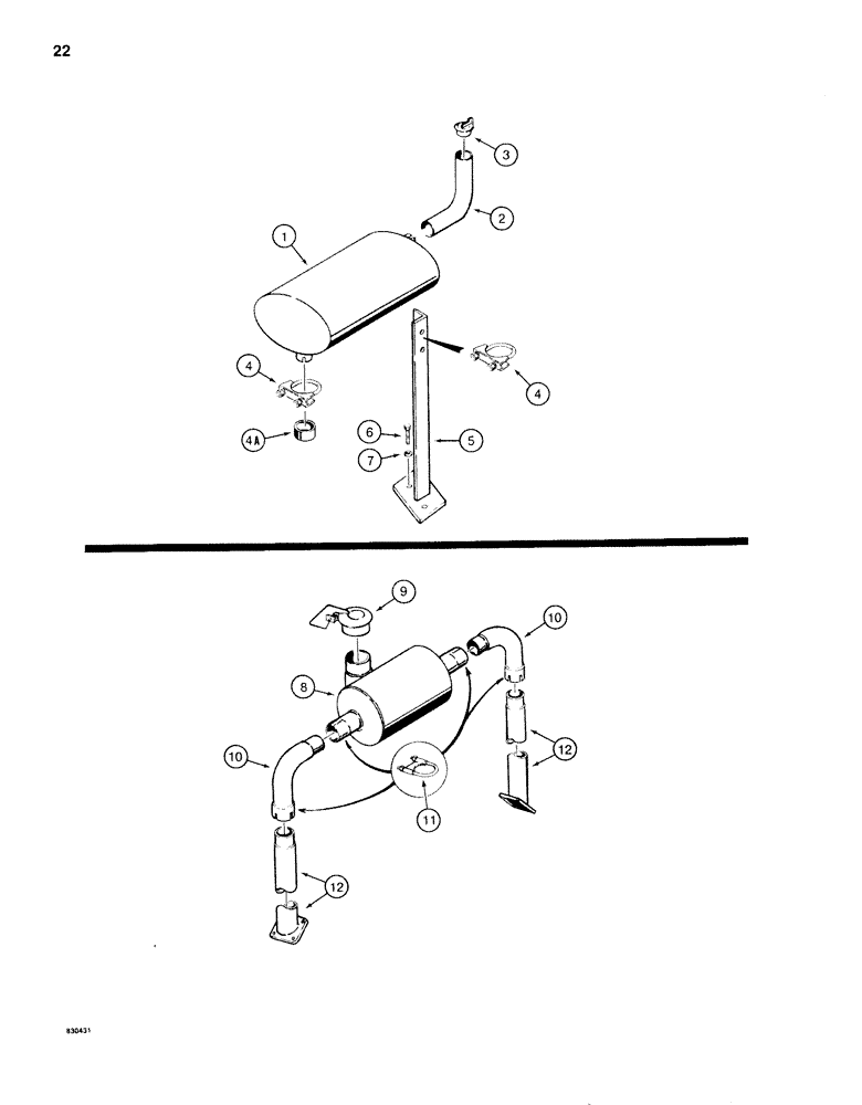 Схема запчастей Case 1280B - (022) - MUFFLER AND EXHAUST SYSTEM (02) - ENGINE