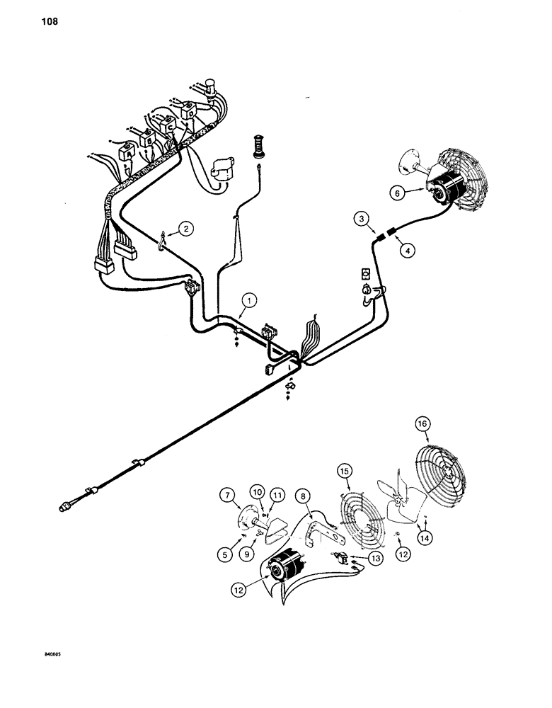 Схема запчастей Case 880C - (108) - DEFROSTER FAN (06) - ELECTRICAL SYSTEMS