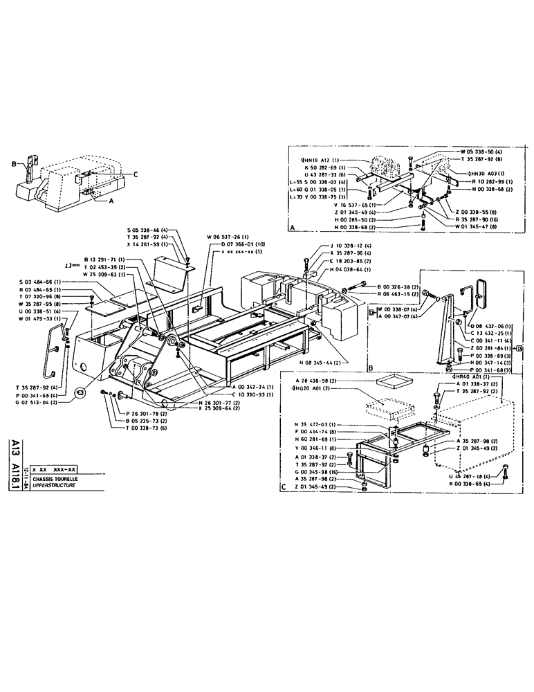 Схема запчастей Case 220 - (018) - UPPERSTRUCTURE (05) - UPPERSTRUCTURE CHASSIS