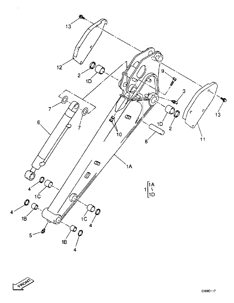 Схема запчастей Case 9007B - (9-72A) - DIPPER - OFFSET BACKHOE BOOM (09) - CHASSIS