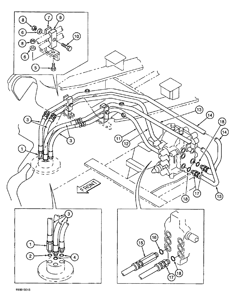 Схема запчастей Case 9010 - (6-12) - TRACK DRIVE HYDRAULIC CIRCUIT, CONTROL VALVE TO HYDRAULIC SWIVEL (06) - POWER TRAIN