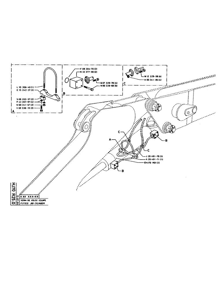 Схема запчастей Case 160CL - (164) - FITTED JIB CYLINDER (07) - HYDRAULIC SYSTEM