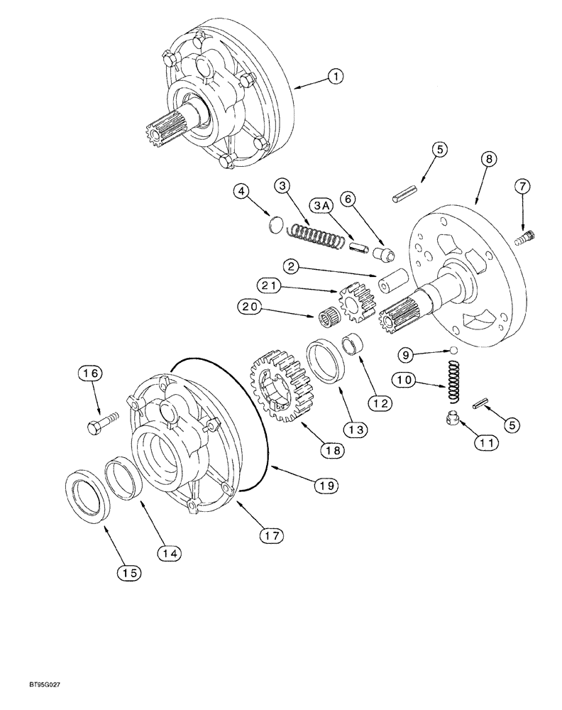 Схема запчастей Case 580SL - (6-068) - CARRARO TRANSMISSION ASSEMBLY, OIL PUMP, 2 OR 4 WHEEL DRIVE, MODELS W/OUT POWERSHIFT TRANSMISSION (06) - POWER TRAIN