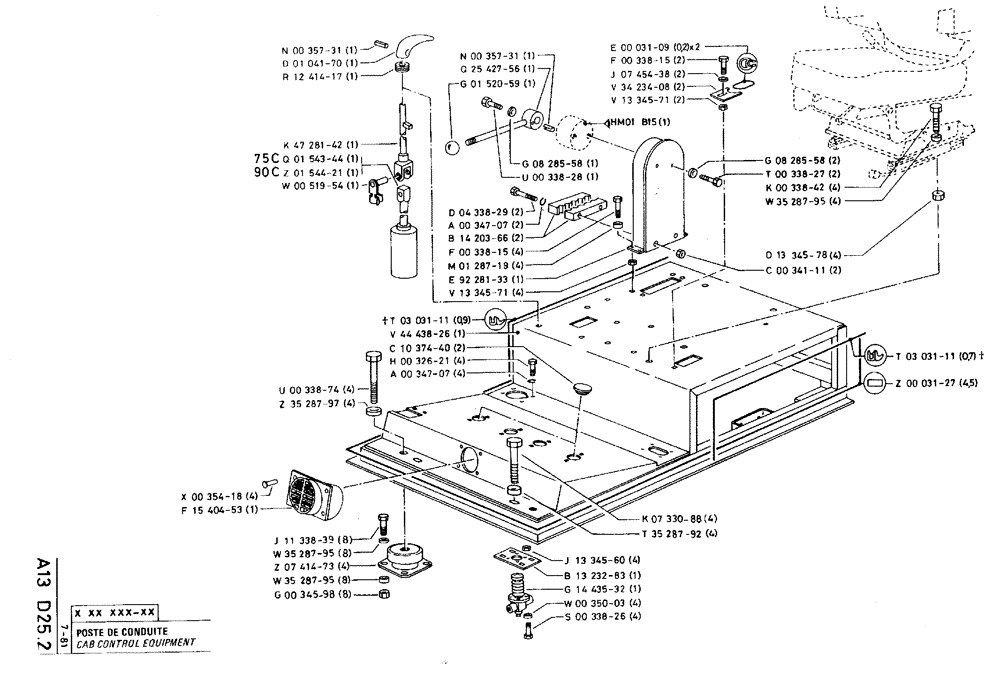 Схема запчастей Case 75C - (A13 D25.2) - CAB CONTROL EQUIPMENT (05) - UPPERSTRUCTURE CHASSIS