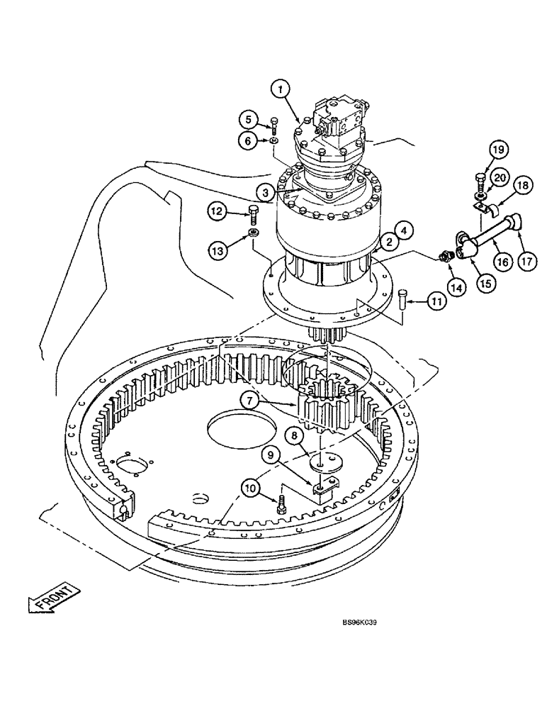 Схема запчастей Case 9060B - (8-150) - SWING DRIVE ASSEMBLY AND MOUNTING (08) - HYDRAULICS