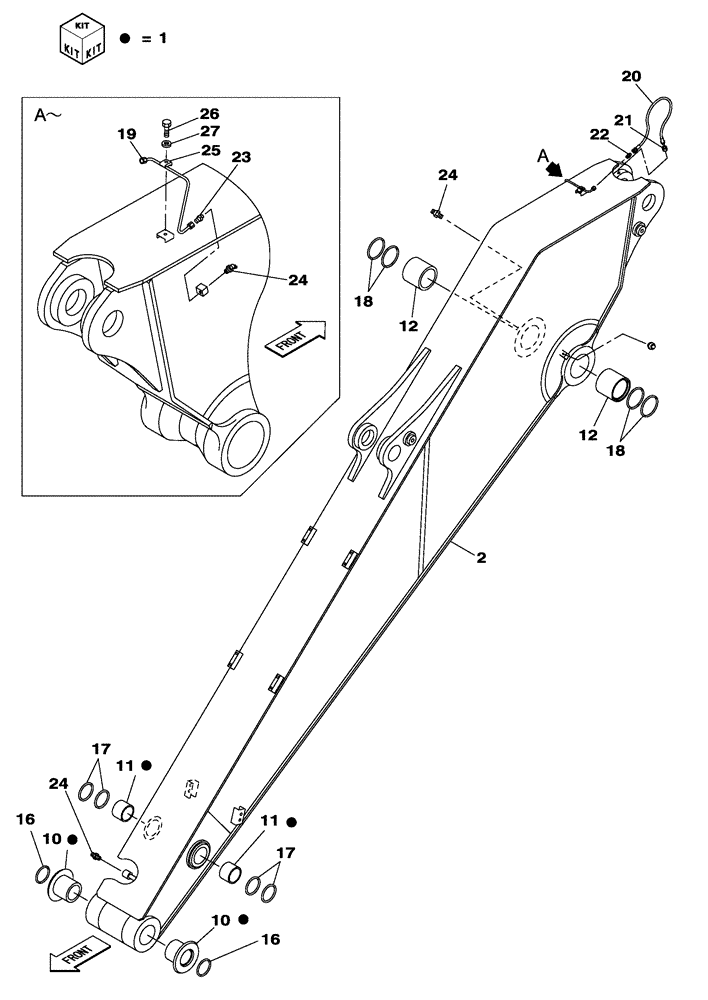 Схема запчастей Case CX350C - (09-038[00]) - DIPPER - 4.04 M (09) - CHASSIS/ATTACHMENTS