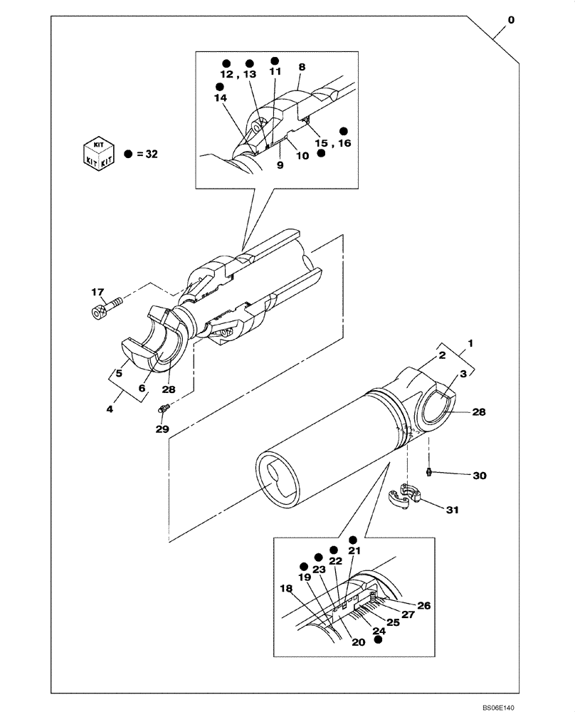 Схема запчастей Case CX800 - (08-302-00[01]) - BOOM CYLINDER (WITH VALVE, PRESSURE RELIEF) (08) - HYDRAULICS