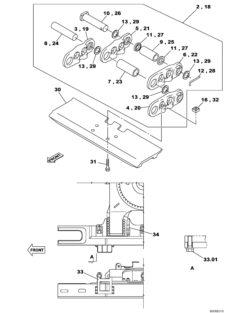 Схема запчастей Case CX800 - (05-006-00[01]) - TRACK - FOOTSTEP - 650 MM (11) - TRACKS/STEERING