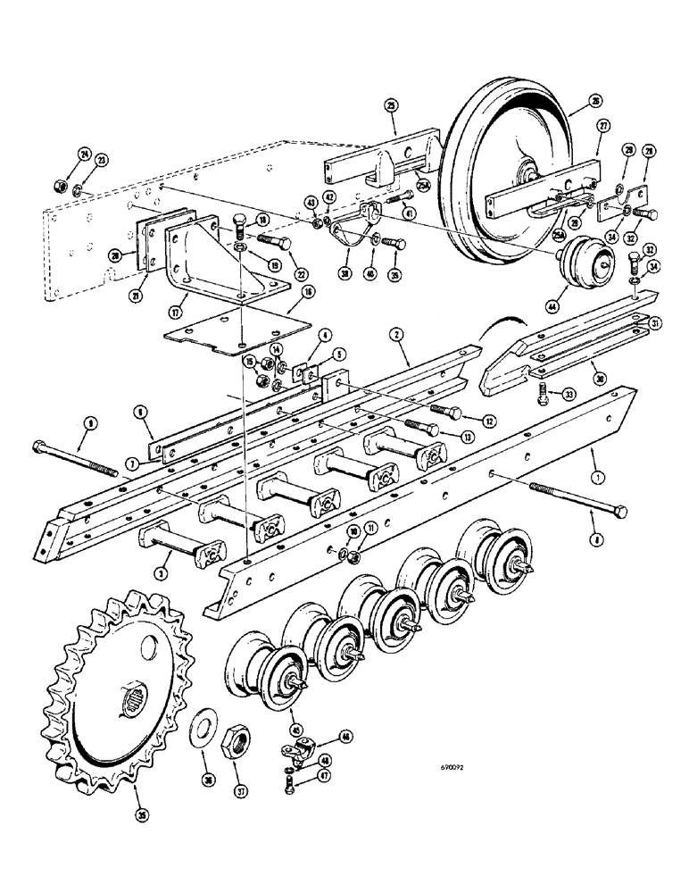 Схема запчастей Case 310G - (114) - TRACK FRAME AND ROLLERS (04) - UNDERCARRIAGE