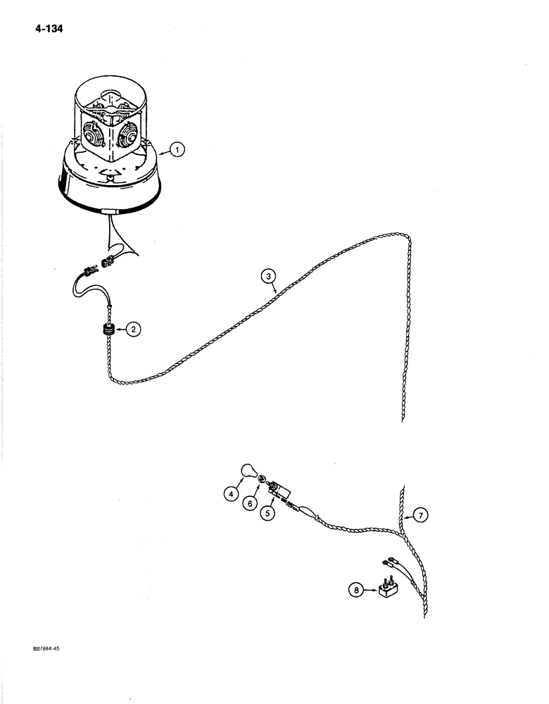 Схема запчастей Case 780C - (4-134) - 12 VOLT ROTATING BEACON AND CIRCUIT, CAB OR CANOPY (04) - ELECTRICAL SYSTEMS