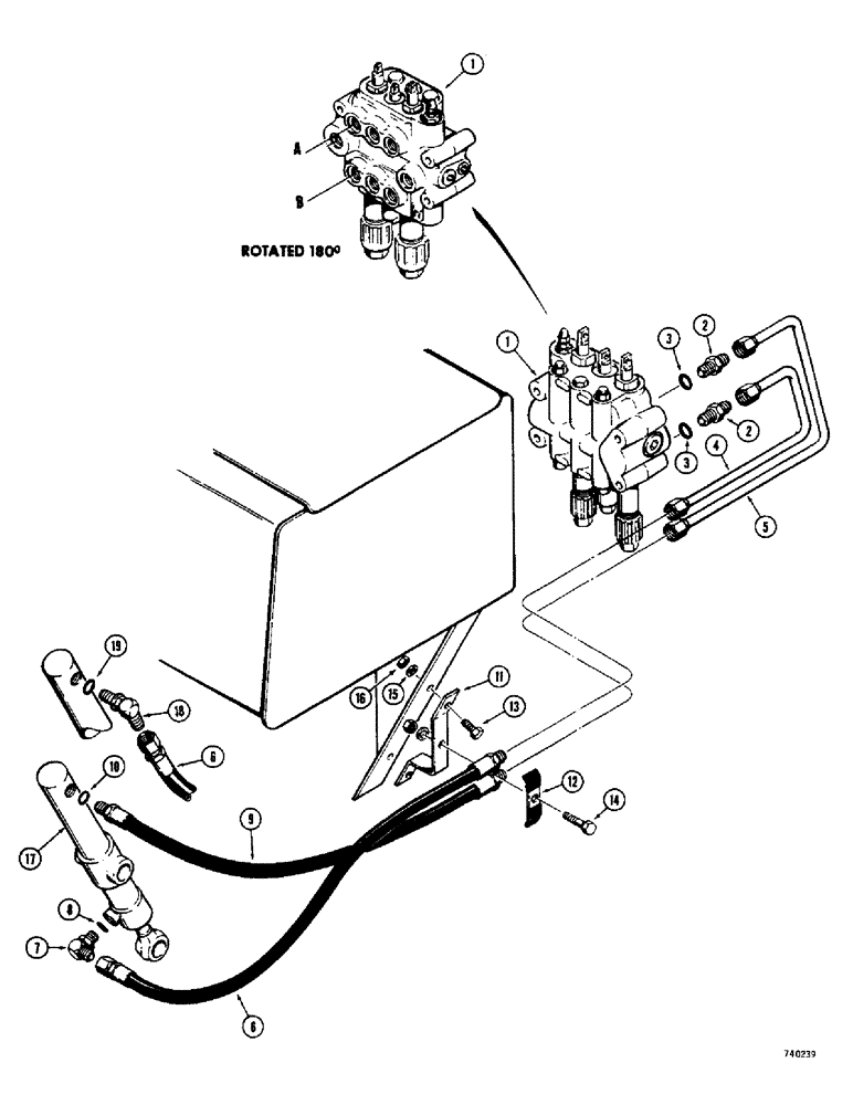 Схема запчастей Case 350 - (202) - RIPPER HYDRAULIC CIRCUIT, MODELS WITHOUT DIVERSION VALVE (07) - HYDRAULIC SYSTEM