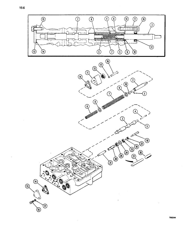 Схема запчастей Case 1450 - (156) - TRANSMISSION CONTROL VALVE, BRAKE SPOOL (06) - POWER TRAIN