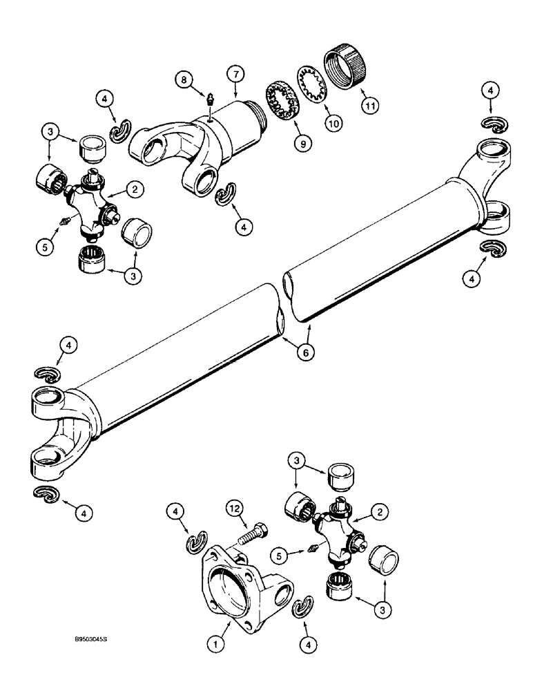 Схема запчастей Case 580SL - (6-62) - DRIVE SHAFT FOR REAR DRIVE AXLE, REAR DRIVE AXLE TO TRANSMISSION (06) - POWER TRAIN