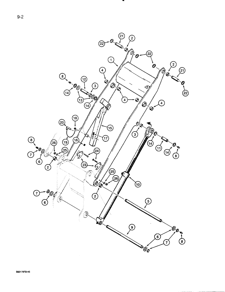 Схема запчастей Case 450C - (9-02) - LOADER LIFT FRAME, MOUNTING PARTS AND LIFT CYLINDERS (09) - CHASSIS/ATTACHMENTS